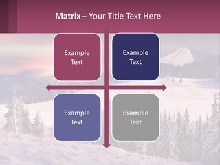 A Snowy Mountain With Trees And A Sunset In The Background PowerPoint Template