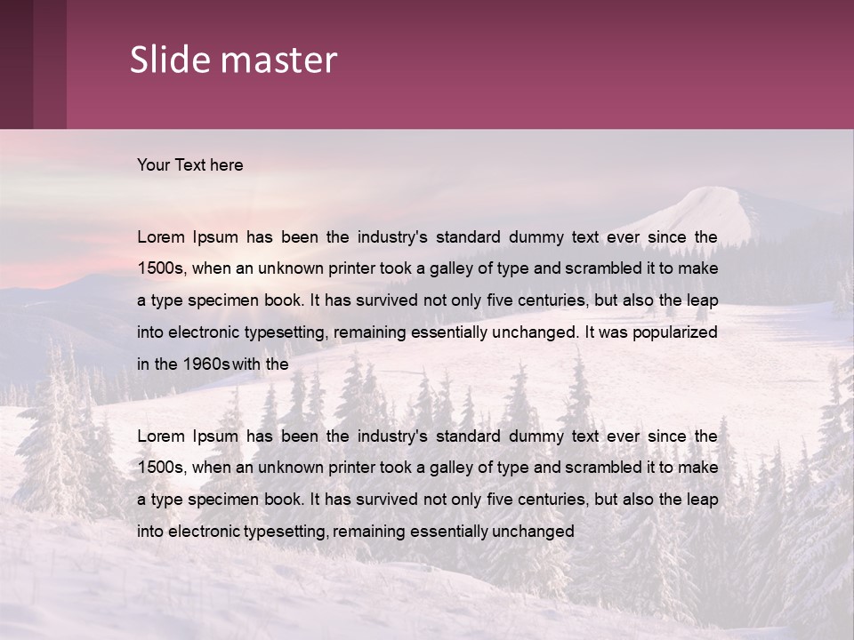 A Snowy Mountain With Trees And A Sunset In The Background PowerPoint Template
