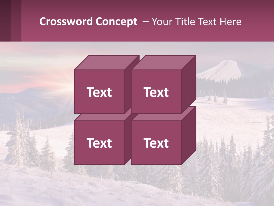 A Snowy Mountain With Trees And A Sunset In The Background PowerPoint Template