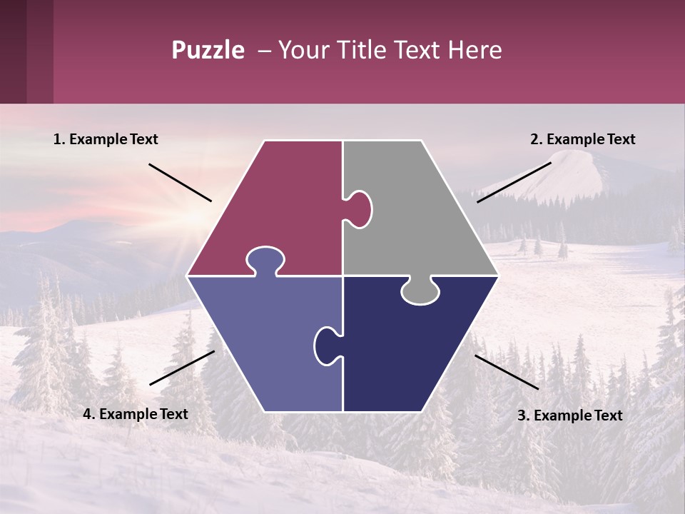 A Snowy Mountain With Trees And A Sunset In The Background PowerPoint Template