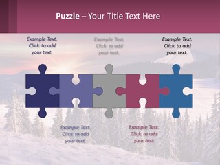 A Snowy Mountain With Trees And A Sunset In The Background PowerPoint Template