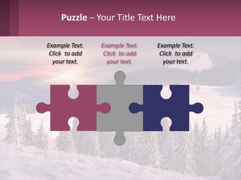 A Snowy Mountain With Trees And A Sunset In The Background PowerPoint Template