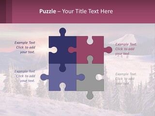 A Snowy Mountain With Trees And A Sunset In The Background PowerPoint Template