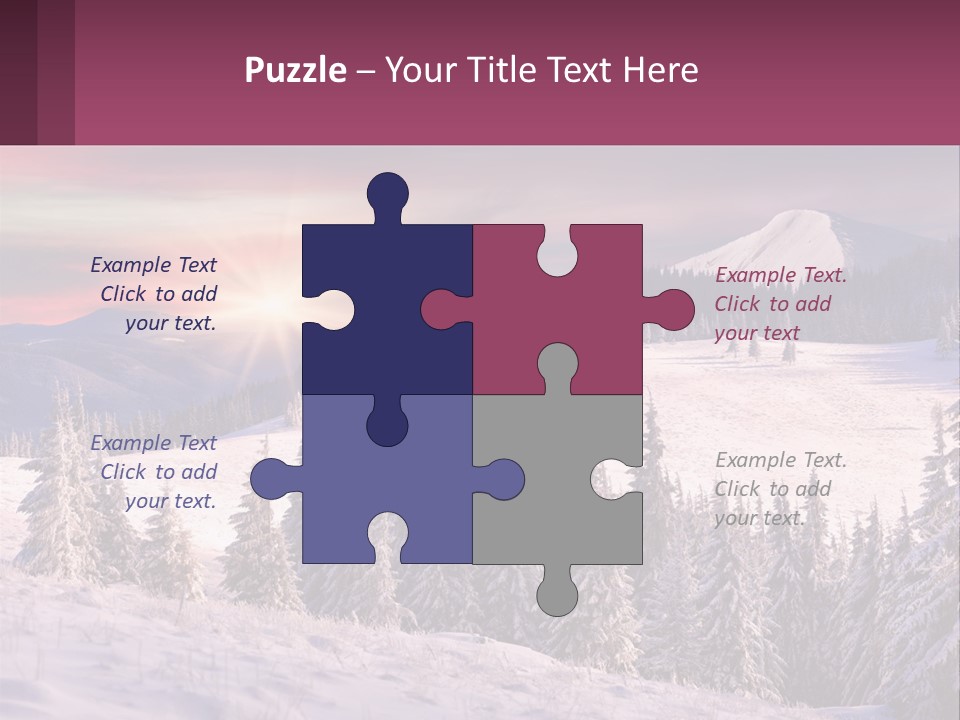 A Snowy Mountain With Trees And A Sunset In The Background PowerPoint Template