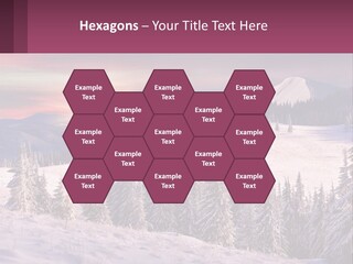 A Snowy Mountain With Trees And A Sunset In The Background PowerPoint Template