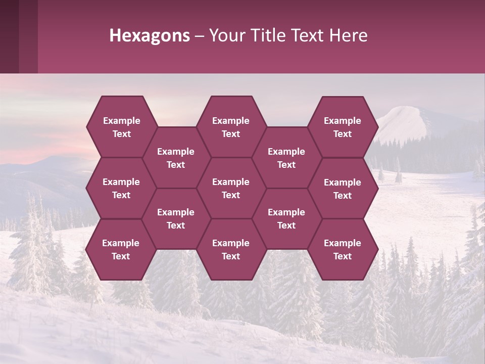 A Snowy Mountain With Trees And A Sunset In The Background PowerPoint Template