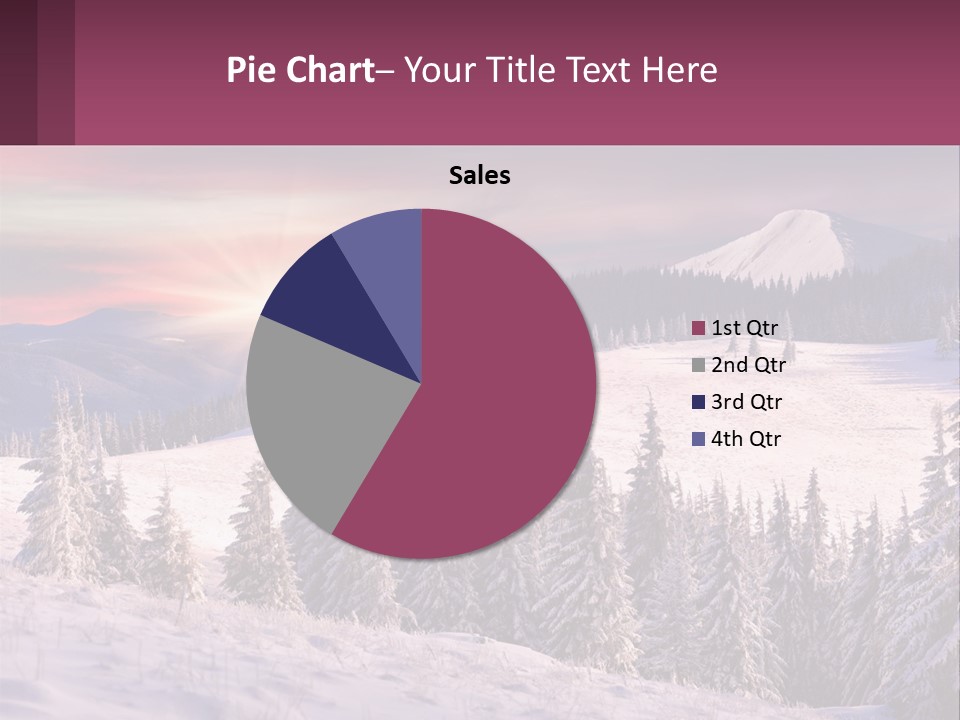 A Snowy Mountain With Trees And A Sunset In The Background PowerPoint Template