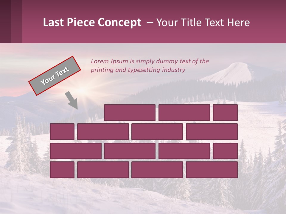 A Snowy Mountain With Trees And A Sunset In The Background PowerPoint Template