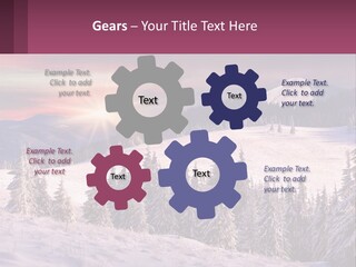A Snowy Mountain With Trees And A Sunset In The Background PowerPoint Template
