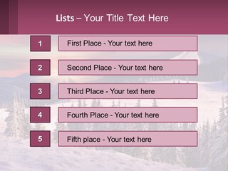 A Snowy Mountain With Trees And A Sunset In The Background PowerPoint Template