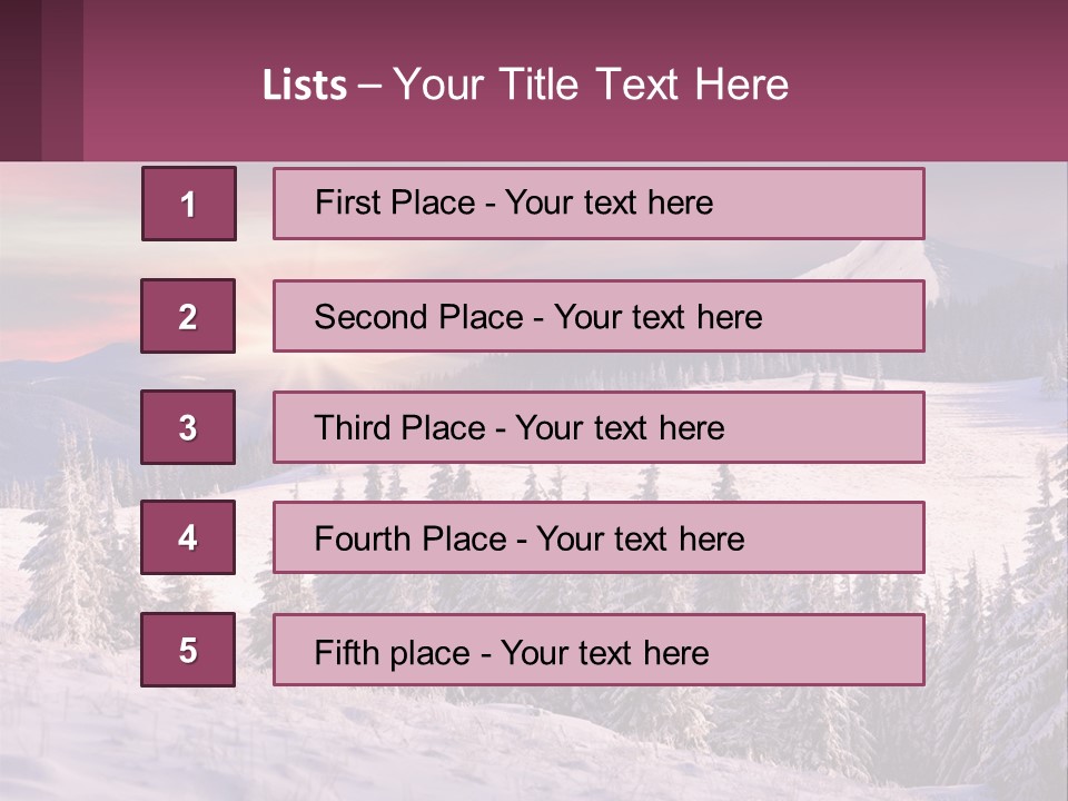A Snowy Mountain With Trees And A Sunset In The Background PowerPoint Template