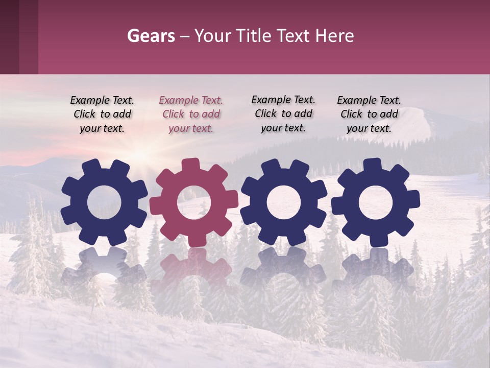 A Snowy Mountain With Trees And A Sunset In The Background PowerPoint Template