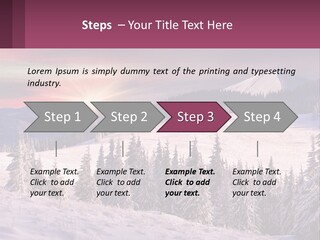 A Snowy Mountain With Trees And A Sunset In The Background PowerPoint Template