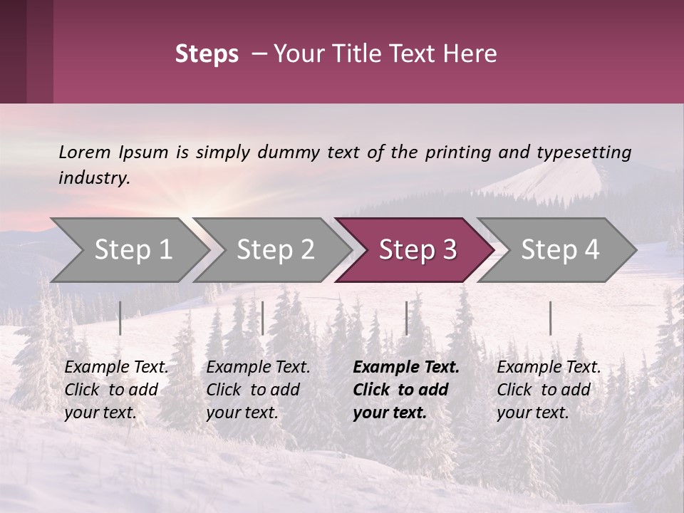 A Snowy Mountain With Trees And A Sunset In The Background PowerPoint Template