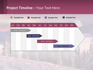 A Snowy Mountain With Trees And A Sunset In The Background PowerPoint Template