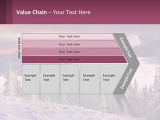 A Snowy Mountain With Trees And A Sunset In The Background PowerPoint Template