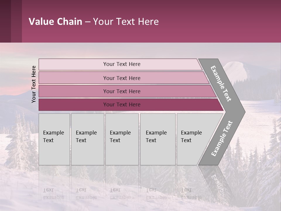 A Snowy Mountain With Trees And A Sunset In The Background PowerPoint Template