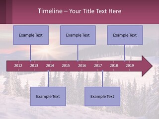 A Snowy Mountain With Trees And A Sunset In The Background PowerPoint Template