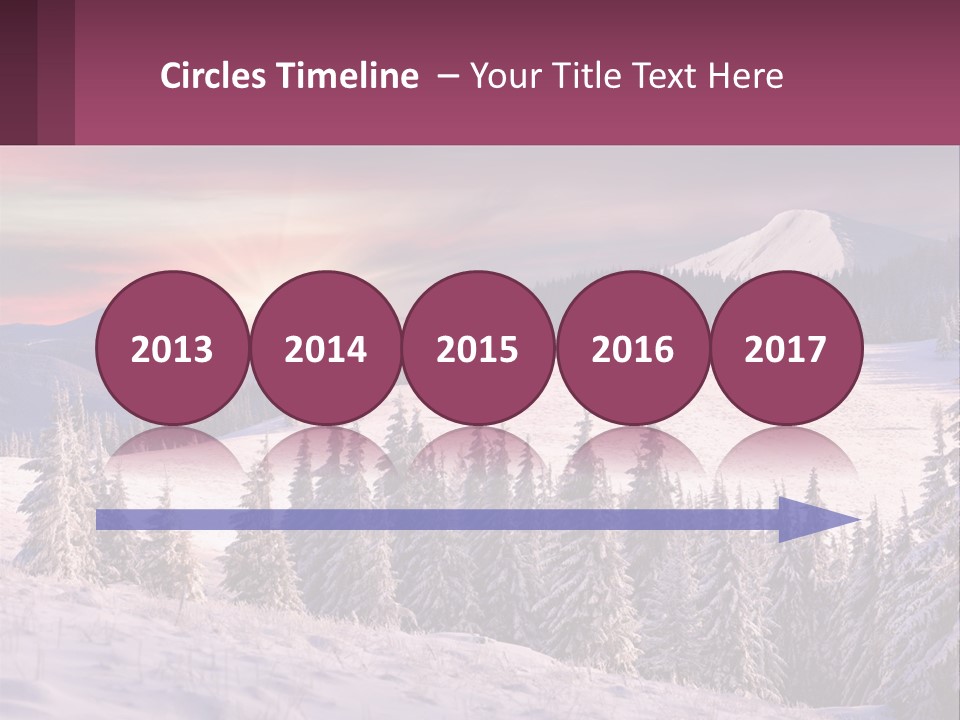 A Snowy Mountain With Trees And A Sunset In The Background PowerPoint Template