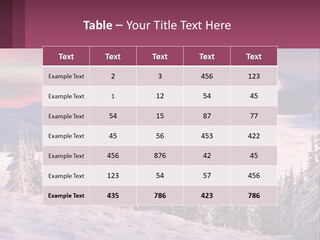 A Snowy Mountain With Trees And A Sunset In The Background PowerPoint Template