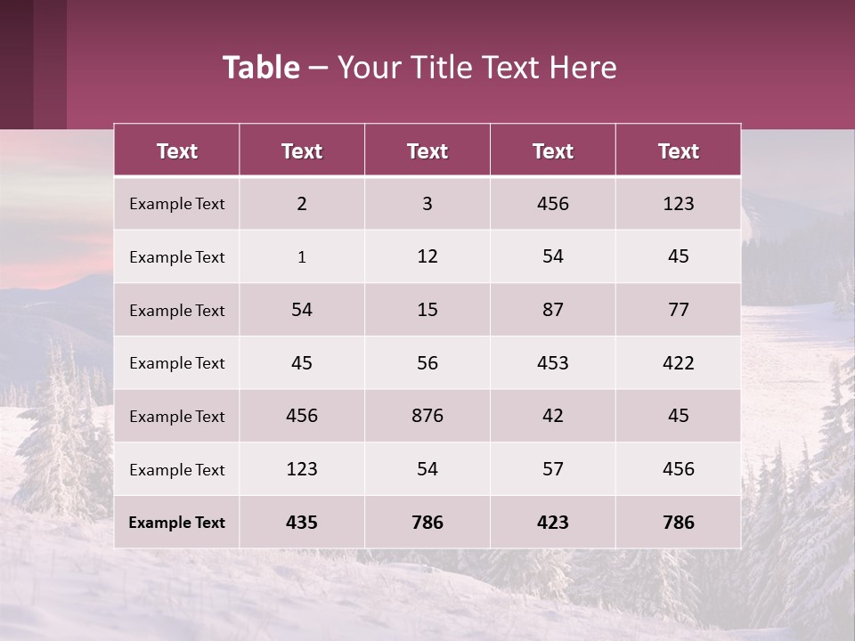 A Snowy Mountain With Trees And A Sunset In The Background PowerPoint Template