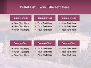 A Snowy Mountain With Trees And A Sunset In The Background PowerPoint Template