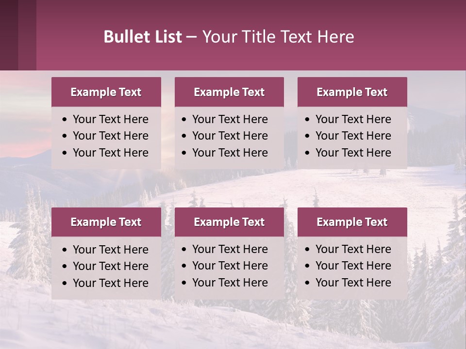A Snowy Mountain With Trees And A Sunset In The Background PowerPoint Template
