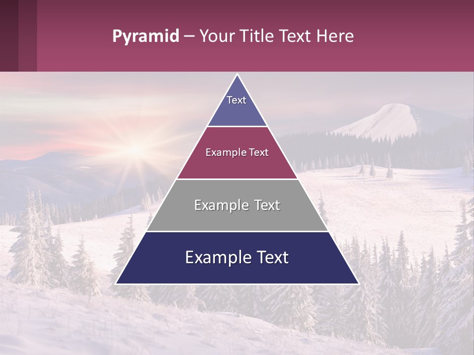 A Snowy Mountain With Trees And A Sunset In The Background PowerPoint Template