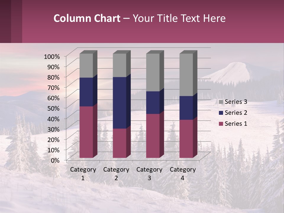 A Snowy Mountain With Trees And A Sunset In The Background PowerPoint Template