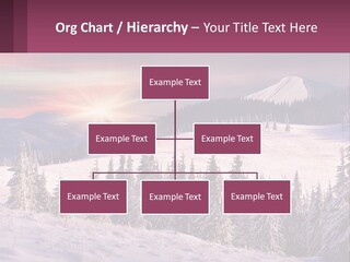 A Snowy Mountain With Trees And A Sunset In The Background PowerPoint Template