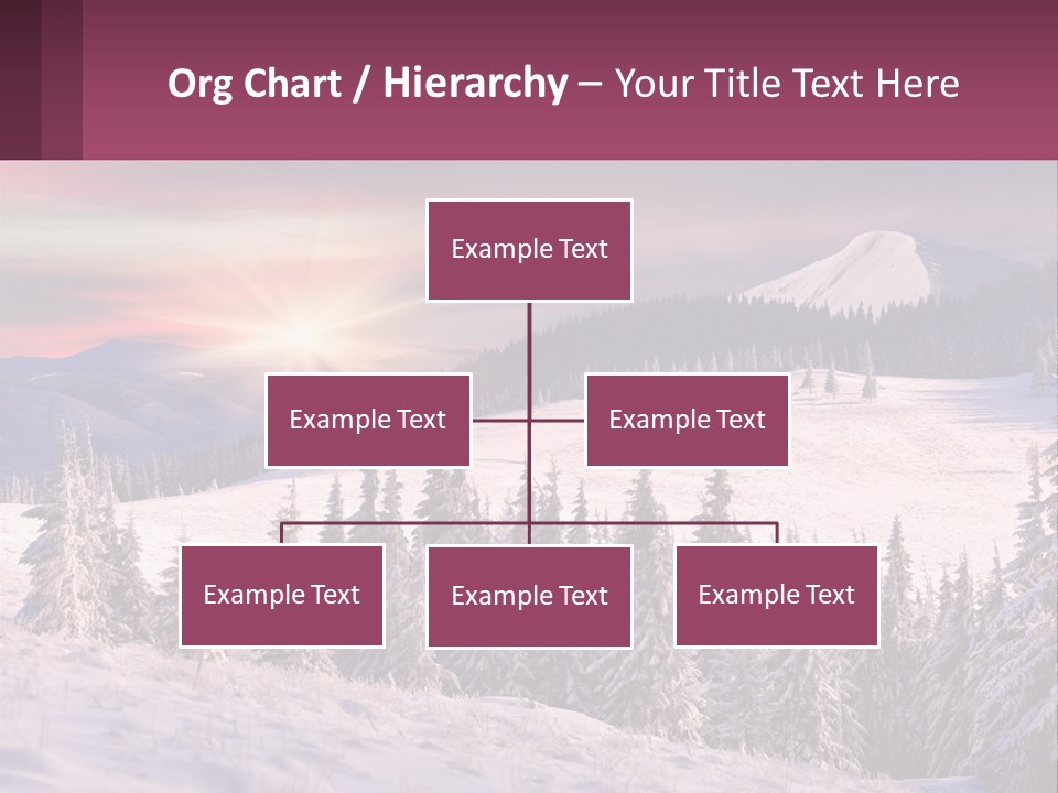 A Snowy Mountain With Trees And A Sunset In The Background PowerPoint Template