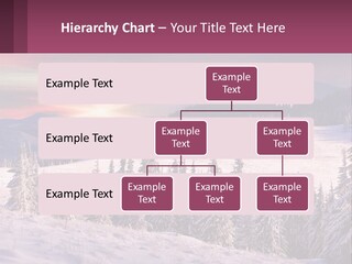 A Snowy Mountain With Trees And A Sunset In The Background PowerPoint Template