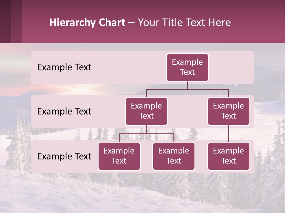 A Snowy Mountain With Trees And A Sunset In The Background PowerPoint Template