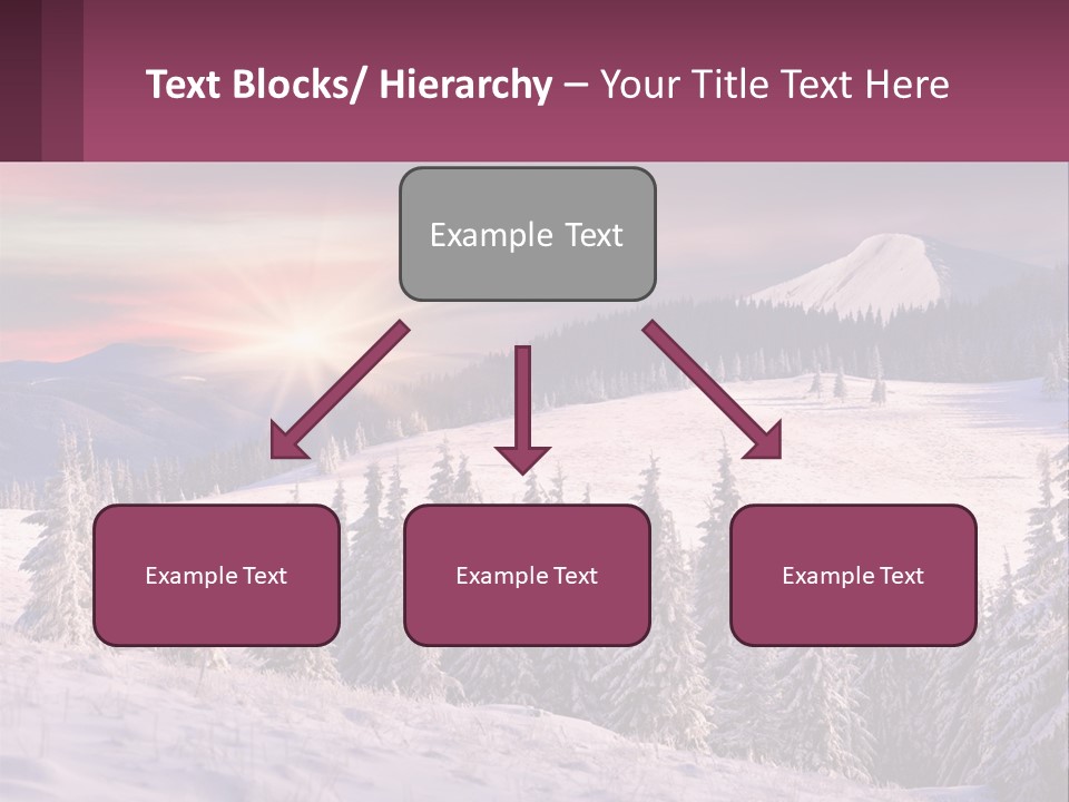 A Snowy Mountain With Trees And A Sunset In The Background PowerPoint Template