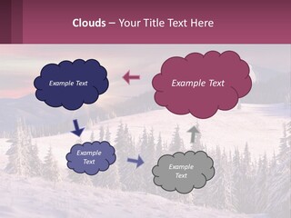 A Snowy Mountain With Trees And A Sunset In The Background PowerPoint Template