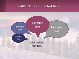 A Snowy Mountain With Trees And A Sunset In The Background PowerPoint Template