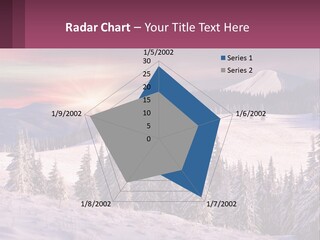 A Snowy Mountain With Trees And A Sunset In The Background PowerPoint Template
