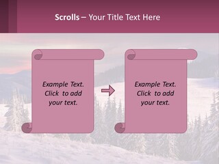 A Snowy Mountain With Trees And A Sunset In The Background PowerPoint Template
