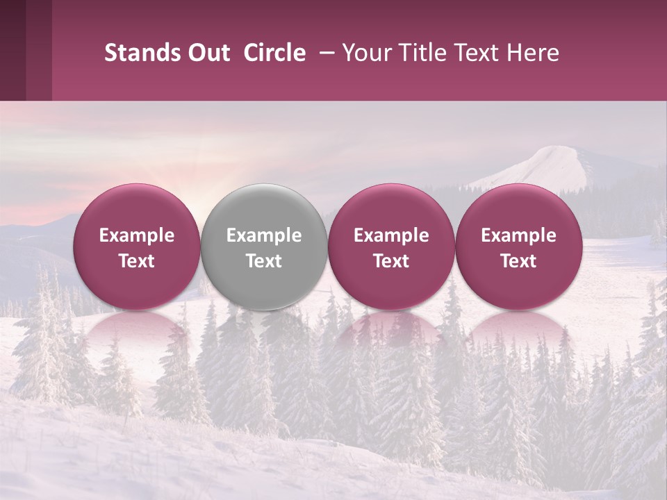 A Snowy Mountain With Trees And A Sunset In The Background PowerPoint Template