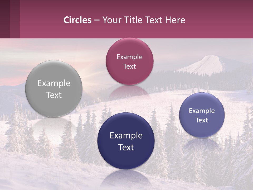 A Snowy Mountain With Trees And A Sunset In The Background PowerPoint Template