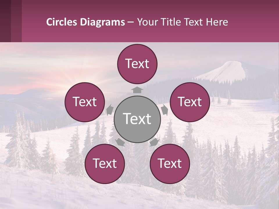 A Snowy Mountain With Trees And A Sunset In The Background PowerPoint Template