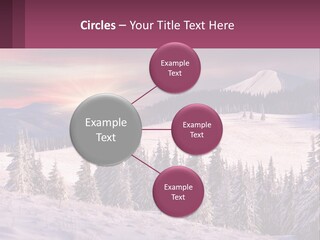A Snowy Mountain With Trees And A Sunset In The Background PowerPoint Template