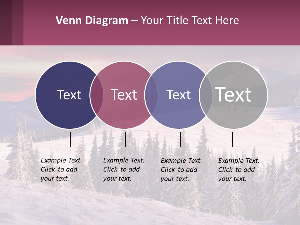 A Snowy Mountain With Trees And A Sunset In The Background PowerPoint Template