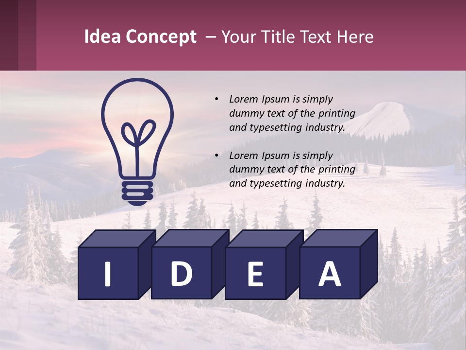A Snowy Mountain With Trees And A Sunset In The Background PowerPoint Template