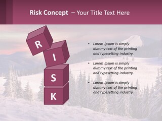 A Snowy Mountain With Trees And A Sunset In The Background PowerPoint Template