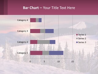 A Snowy Mountain With Trees And A Sunset In The Background PowerPoint Template