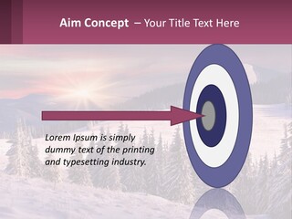 A Snowy Mountain With Trees And A Sunset In The Background PowerPoint Template