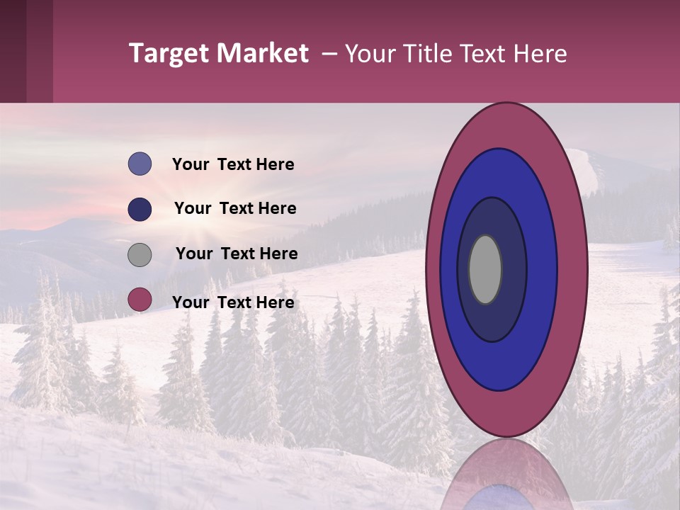 A Snowy Mountain With Trees And A Sunset In The Background PowerPoint Template