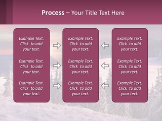 A Snowy Mountain With Trees And A Sunset In The Background PowerPoint Template