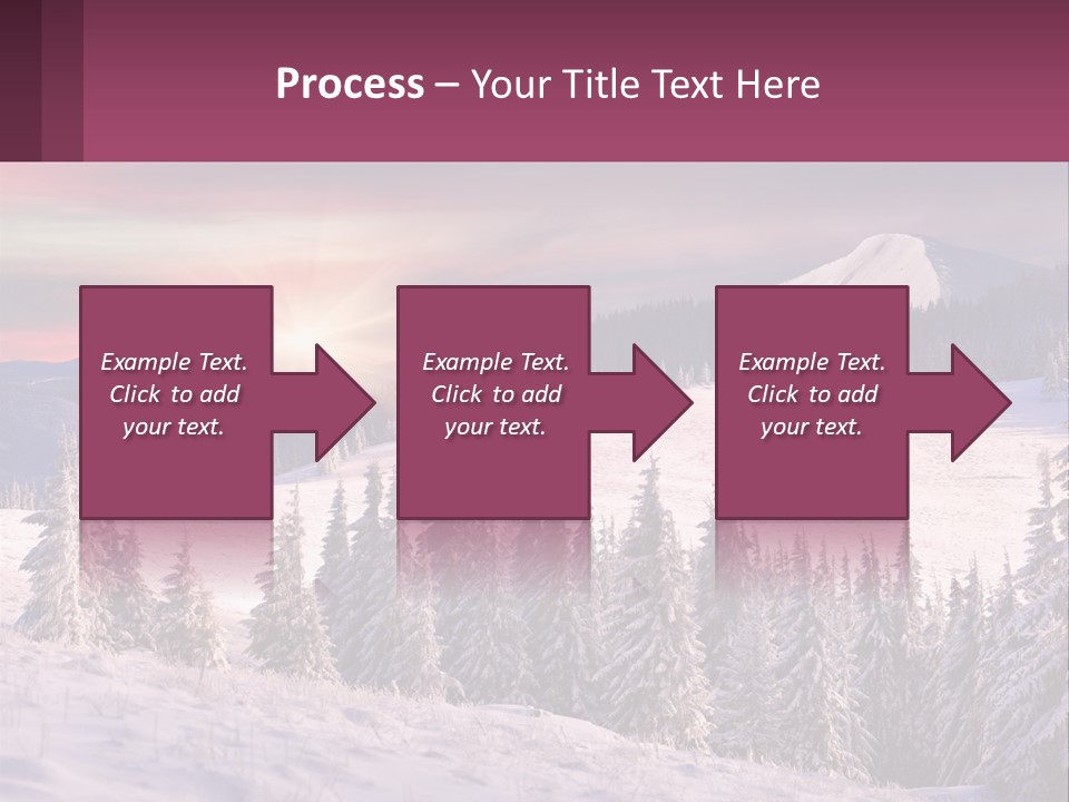 A Snowy Mountain With Trees And A Sunset In The Background PowerPoint Template